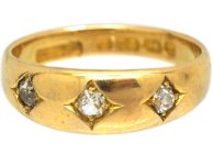 Victorian 18ct Gold Three Stone Diamond Gypsy Ring