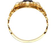 Georgian 18ct Gold, Amethyst & Natural Split Pearl Cluster Ring