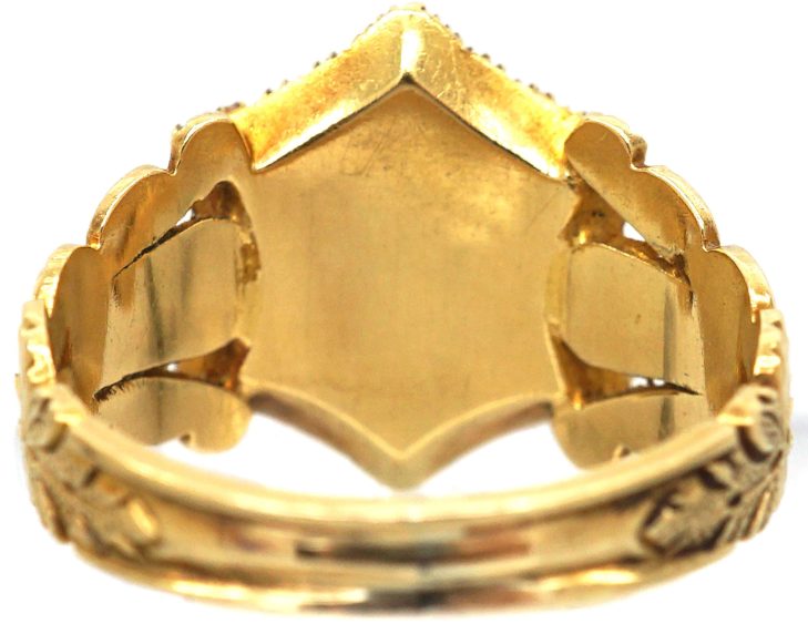 Georgian 18ct Gold, Amethyst & Natural Split Pearl Cluster Ring