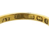 Victorian 15ct Gold & Black Enamel Ring with Onyx Flower Surrounded by Natural Split Pearls