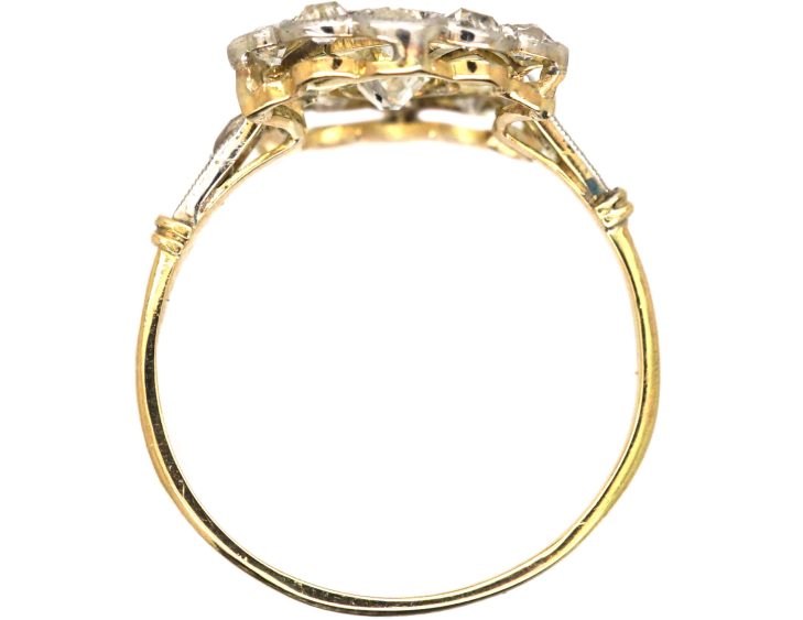 Art Deco 18ct Gold & Platinum Curved Plaque Ring set with Diamonds