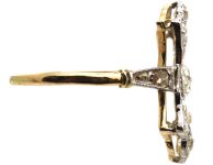 Art Deco 18ct Gold & Platinum Curved Plaque Ring set with Diamonds