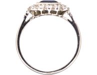 Art Deco 18ct White Gold Square Ring set with a Sapphire & Diamonds