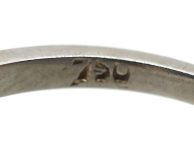 Art Deco 18ct White Gold Square Ring set with a Sapphire & Diamonds