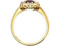 Edwardian 18ct Gold Ruby & Diamond Cluster Ring