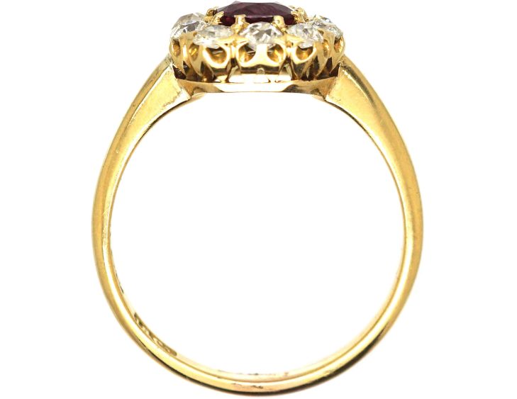 Edwardian 18ct Gold Ruby & Diamond Cluster Ring