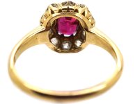 Edwardian 18ct Gold Ruby & Diamond Cluster Ring