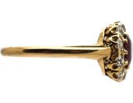 Edwardian 18ct Gold Ruby & Diamond Cluster Ring
