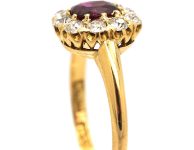 Edwardian 18ct Gold Ruby & Diamond Cluster Ring