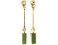 Modernist 18ct Gold & Green Tourmaline Drop Earrings