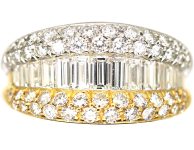 18ct Gold & Platinum Millenium Ring set with Baguette & Round Diamonds