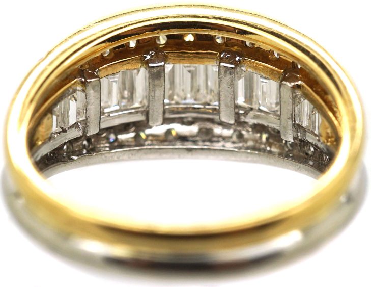 18ct Gold & Platinum Millenium Ring set with Baguette & Round Diamonds