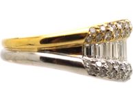 18ct Gold & Platinum Millenium Ring set with Baguette & Round Diamonds