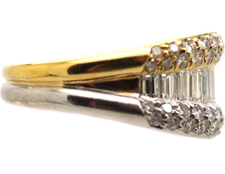 18ct Gold & Platinum Millenium Ring set with Baguette & Round Diamonds