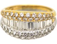 18ct Gold & Platinum Millenium Ring set with Baguette & Round Diamonds