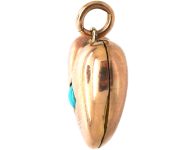 Victorian 9ct Gold Heart Locket set with a Turquoise