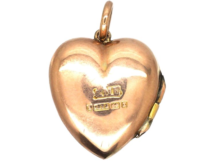 Victorian 9ct Gold Heart Locket set with a Turquoise