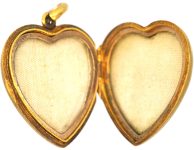 Edwardian 15ct Gold Heart Locket set with a Ruby & Rose Diamonds