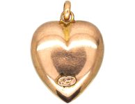 Edwardian 9ct Gold & Three Leaf Clover Heart Pendant set with Turquoise
