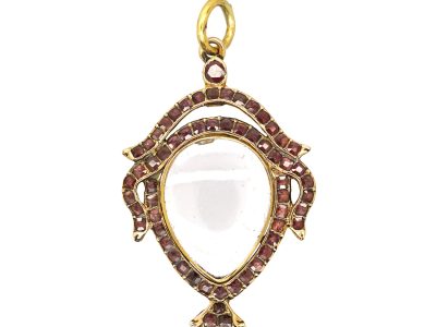 Georgian 9ct Gold Urn Pendant set with Flat Cut Garnets