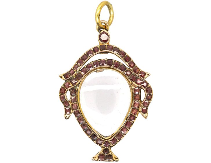 Georgian 9ct Gold Urn Pendant set with Flat Cut Garnets