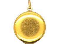 French Early 20th Century 18ct Gold Round Locket set with a Diamond