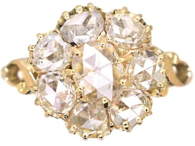 Victorian 15ct Gold Rose Diamond Cluster Ring