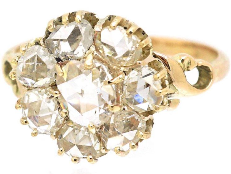 Victorian 15ct Gold Rose Diamond Cluster Ring