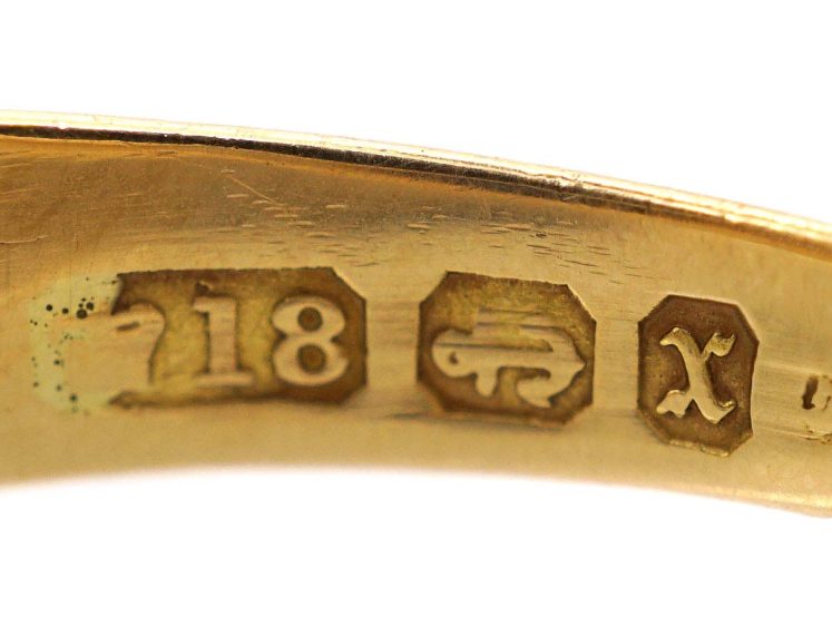 Victorian 18ct Gold Sapphire & Diamond Rub Over Ring