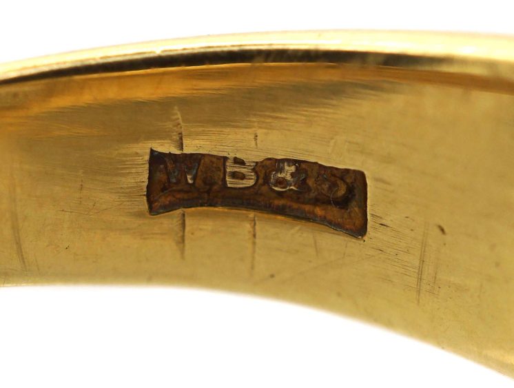 Victorian 18ct Gold Sapphire & Diamond Rub Over Ring