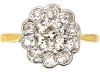 Early 20th Century 18ct Gold, Old Mine Cut Diamond Oval Cluster Ring
