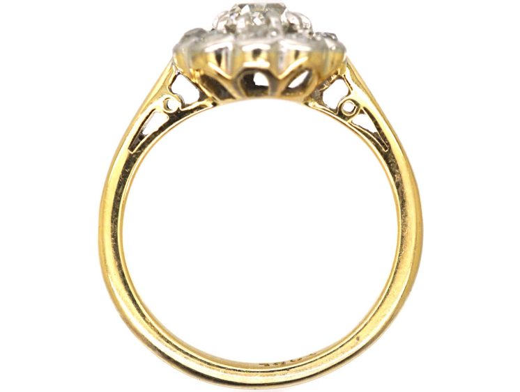 Early 20th Century 18ct Gold, Old Mine Cut Diamond Oval Cluster Ring