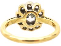 Early 20th Century 18ct Gold, Old Mine Cut Diamond Oval Cluster Ring