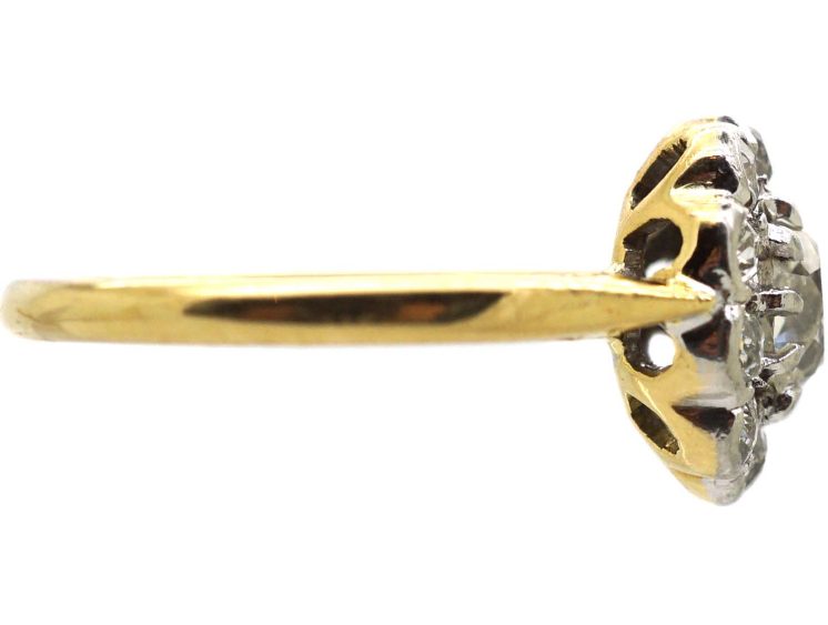 Early 20th Century 18ct Gold, Old Mine Cut Diamond Oval Cluster Ring