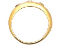 Victorian 18ct Gold Three Stone Diamond Rub Over Ring