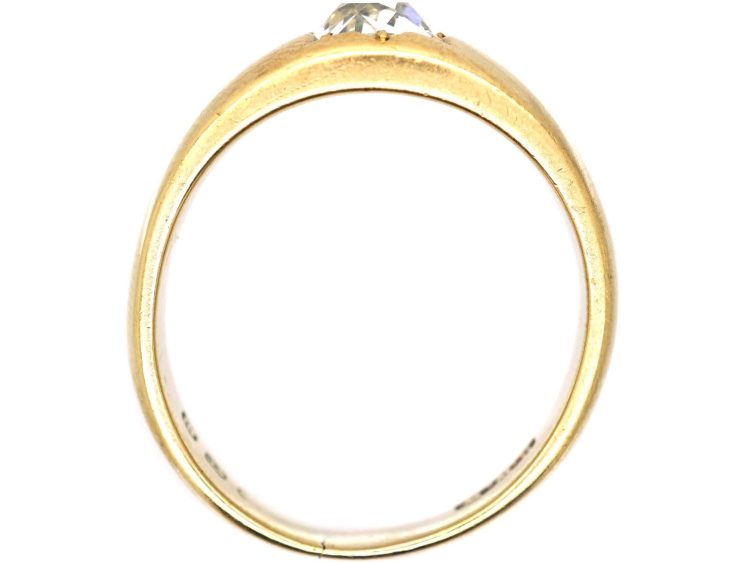 Victorian 18ct Gold Gypsy Ring set with a Large Old mine Cut Diamond