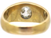 Victorian 18ct Gold Gypsy Ring set with a Large Old mine Cut Diamond
