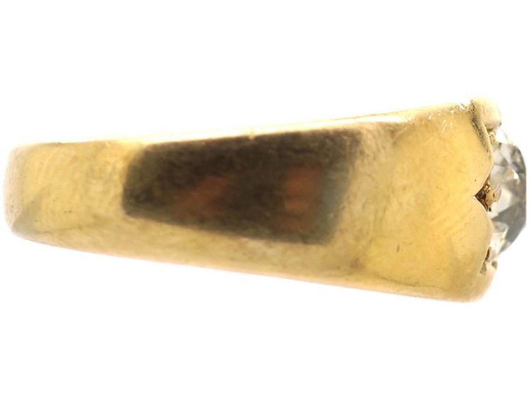 Victorian 18ct Gold Gypsy Ring set with a Large Old mine Cut Diamond