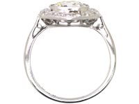 Art Deco Platinum Hexagonal Diamond Cluster Ring