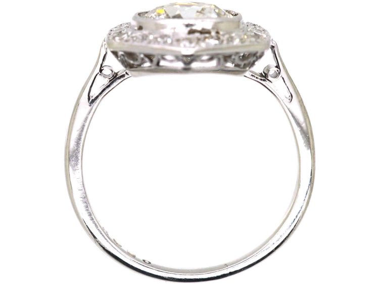 Art Deco Platinum Hexagonal Diamond Cluster Ring