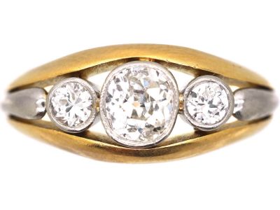 Art Deco 18ct Gold & Platinum Three Stone Diamond Ring