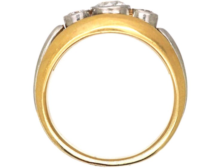 Art Deco 18ct Gold & Platinum Three Stone Diamond Ring