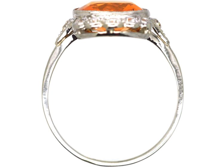Art Deco 14ct White Gold Ring set with a Fire Opal & Diamonds