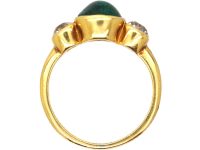 Early 20th Century 18ct Gold Ring set with a Cabochon Cut Emerald & Two Diamonds