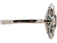 Early 20th Century Platinum, Emerald & Diamond Rectangular Cluster Ring