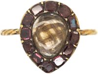 Georgian 9ct Gold Heart Ring set with Flat Cut Almandine Garnets