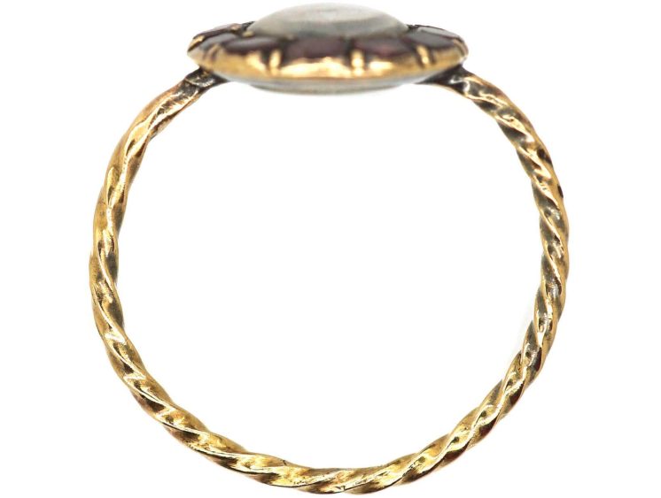 Georgian 9ct Gold Heart Ring set with Flat Cut Almandine Garnets