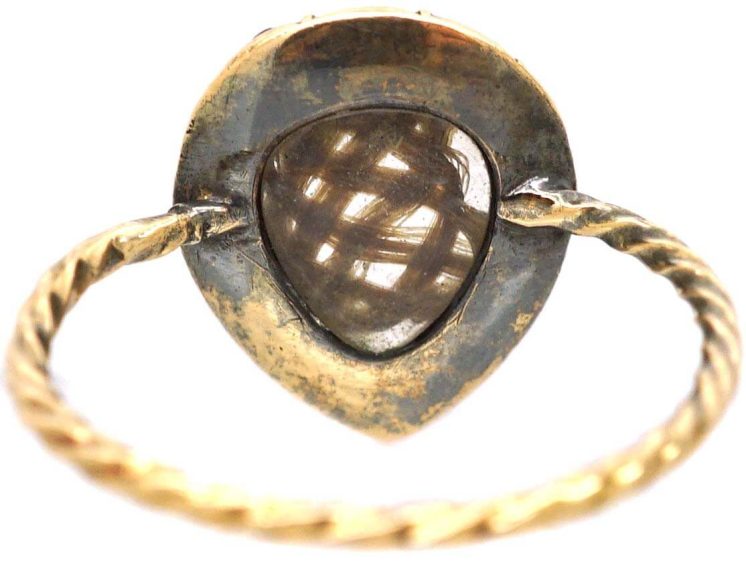 Georgian 9ct Gold Heart Ring set with Flat Cut Almandine Garnets