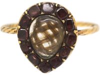 Georgian 9ct Gold Heart Ring set with Flat Cut Almandine Garnets