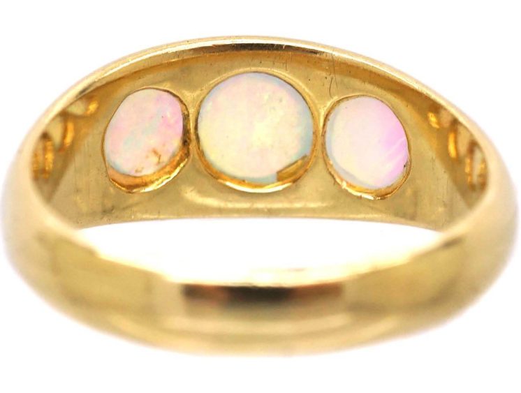 Victorian 18ct Ring set with Three Cabochon Cut Opals